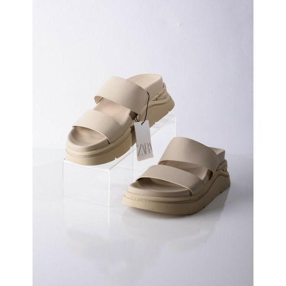 ZARA NEW WOMAN VINYL HIGH-HEEL SANDALS SHOES CLEAR SZ 7.5
